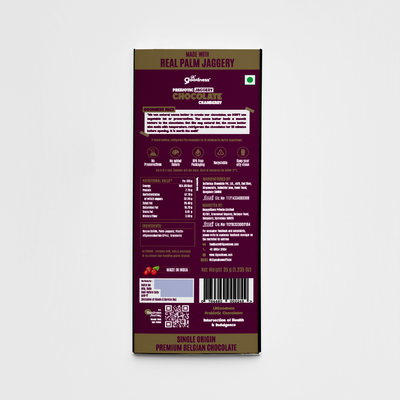 Prebiotic Jaggery Chocolate Cranberry 35g - Pack of 4