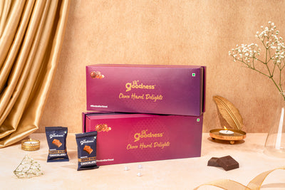Goodness Gift Box: Pack of 16 centre filled Dark Chocolate Hazelnut Minis, each 13g