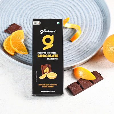 Prebiotic Dark Orange Peel Chocolate - 35g Pack of 8