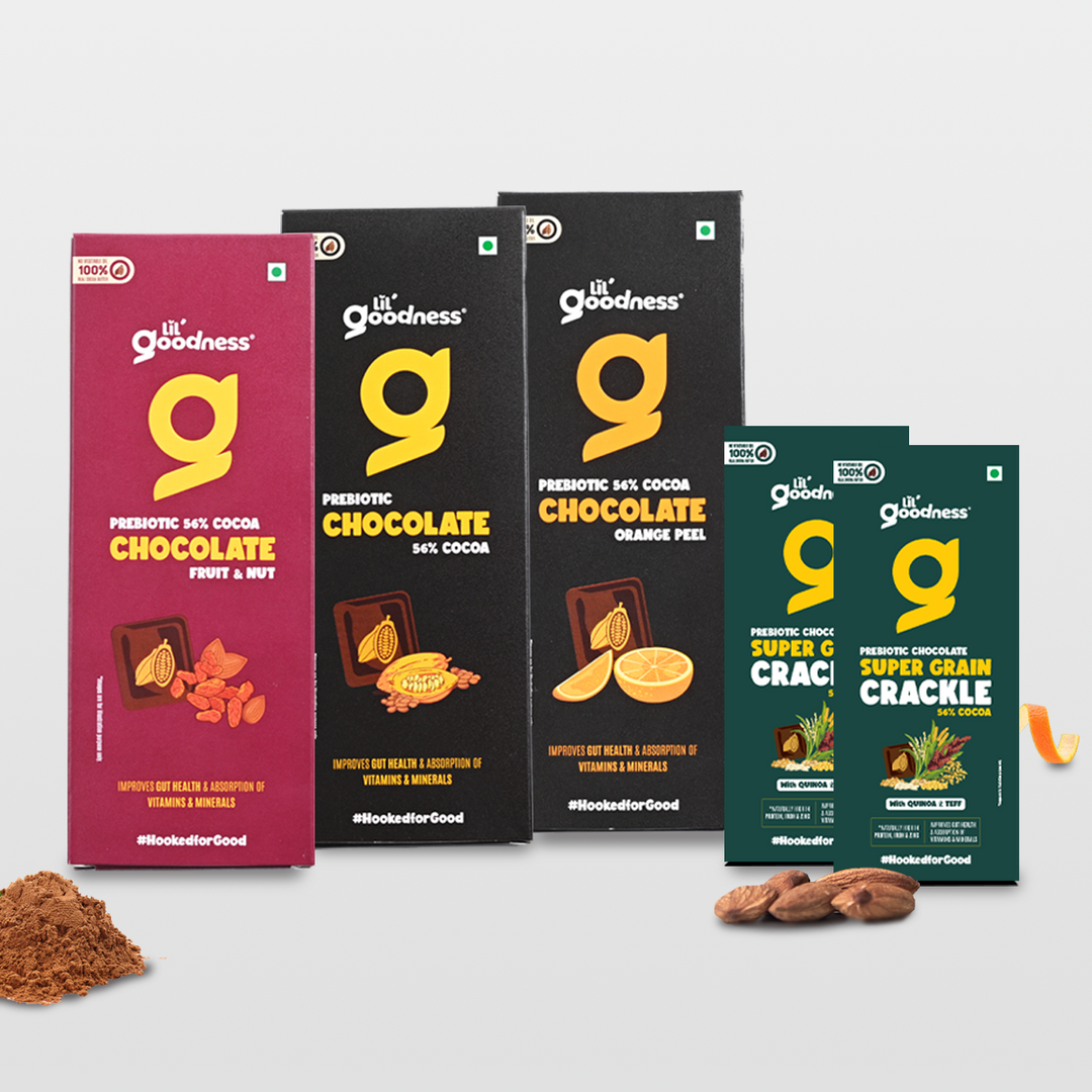 Assorted Prebiotic Dark Chocolates - Pack of 5 (129g) – LiL Goodness