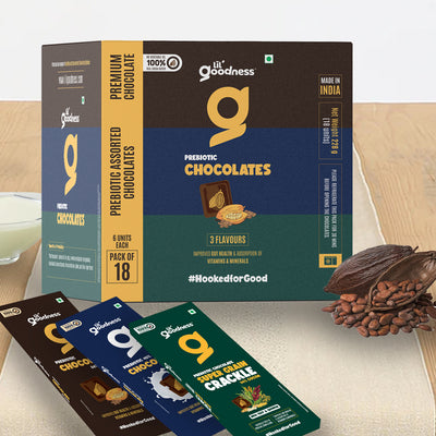Assorted Mini Prebiotic Chocolates Pack of 18 | 228gm