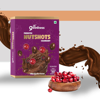 Assorted Prebiotic Nutshots - Chocolate Coated Almond and Cranberry 30g - Pack of 4