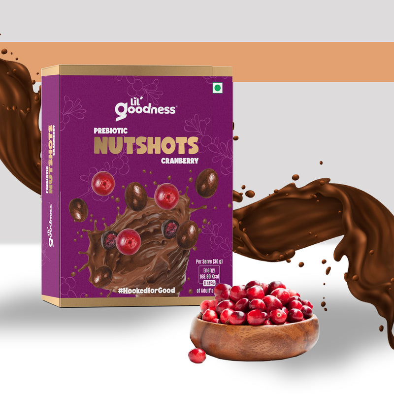 Prebiotic Nutshots - Chocolate Coated Cranberry 30g - Pack of 4